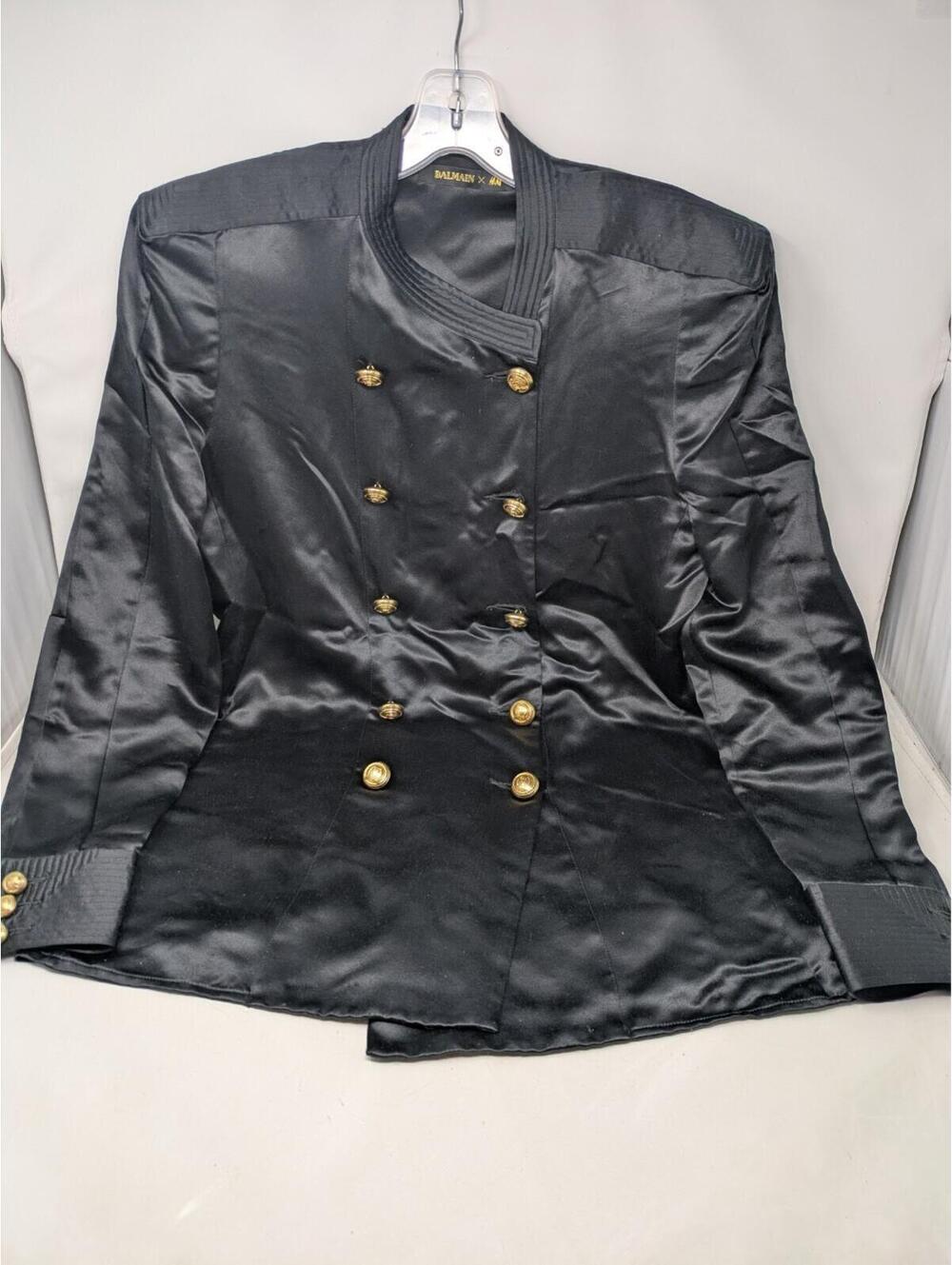Balmain x H&M Black Womens Blazer Coat Shiny Size 12 US